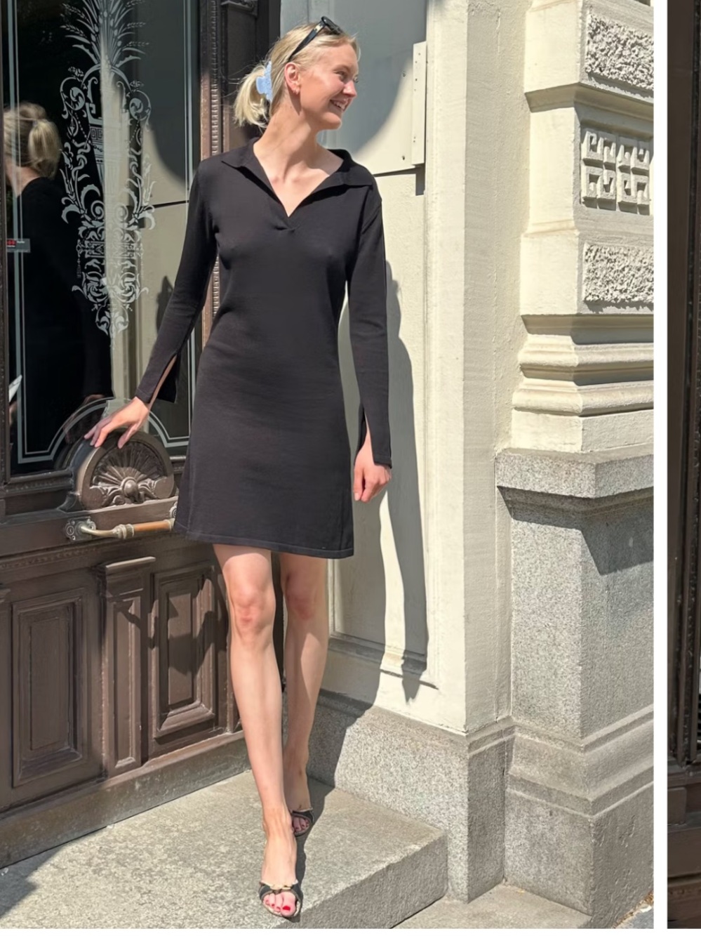 DJERF AVENUE Getaway Long Sleeve Dress Black Women’s Size Tall Medium BRAND NEW